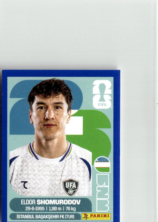2026 Panini FIFA World Cup Stickers Eldor Shomurodov Blue #UZB16 Uzbekistan