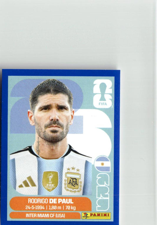 2026 Panini FIFA World Cup Stickers Rodrigo De Paul Blue #ARG10 Argentina