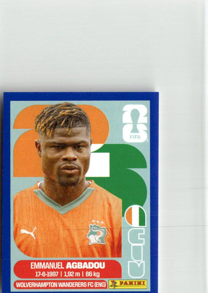 2026 Panini FIFA World Cup Stickers Emmanuel Agbadou Blue #CIV8 Cote D'Ivoire