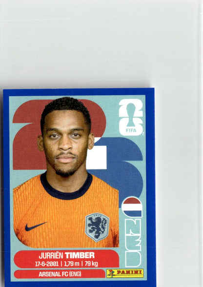 2026 Panini FIFA World Cup Stickers Jurriën Timber Blue #NED5 Netherlands