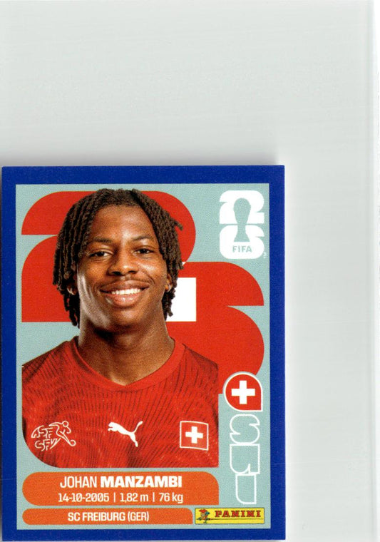 2026 Panini FIFA World Cup Stickers Johan Manzambi Blue #SUI15 Switzerland