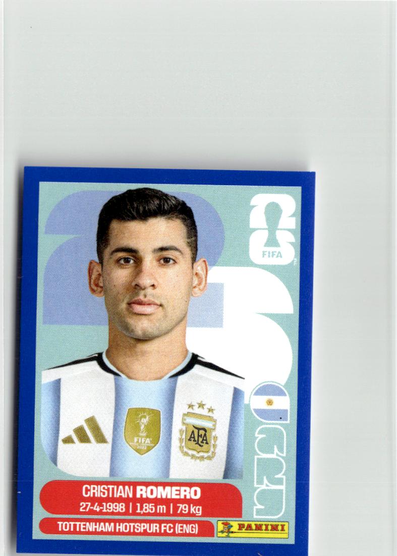 2026 Panini FIFA World Cup Stickers Cristian Romero Blue #ARG4 Argentina