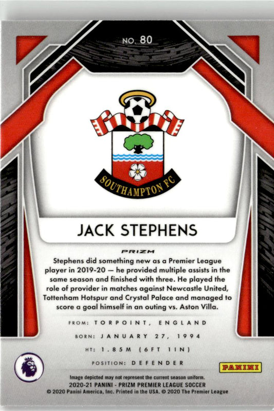 2020-21 Panini Prizm Premier League Jack Stephens Silver Prizm #80 Southampton