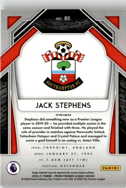 2020-21 Panini Prizm Premier League Jack Stephens Silver Prizm #80 Southampton