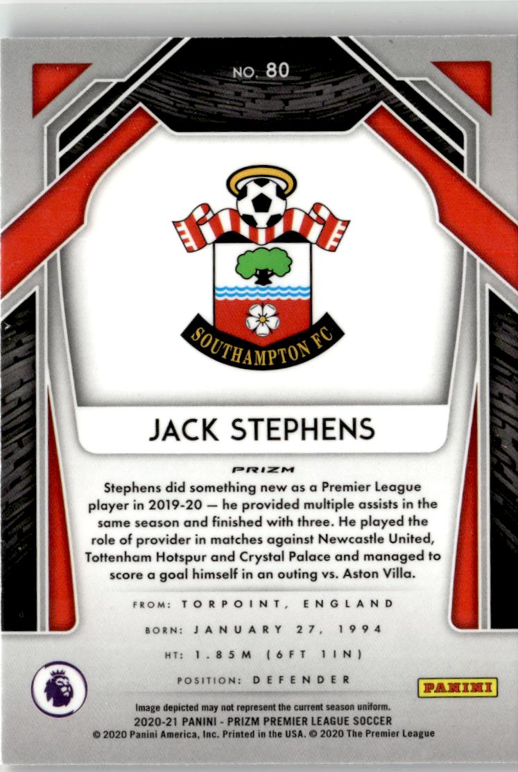 2020-21 Panini Prizm Premier League #80 Jack Stephens Blue Pulsar Prizm