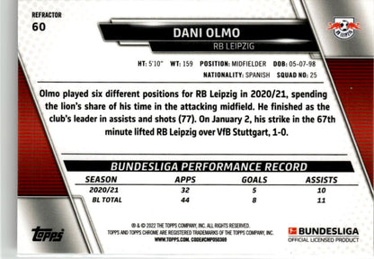 2021-22 Topps Chrome Bundesliga Dani Olmo Refractors #60 RB Leipzig