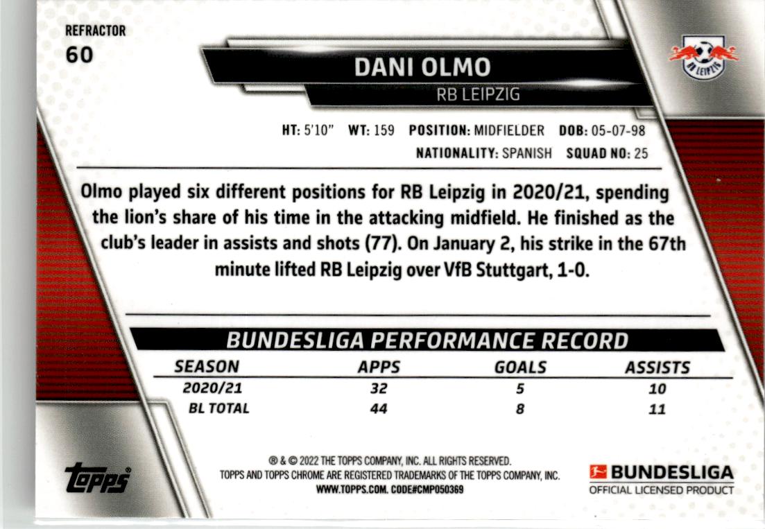 2021-22 Topps Chrome Bundesliga Dani Olmo Refractors #60 RB Leipzig