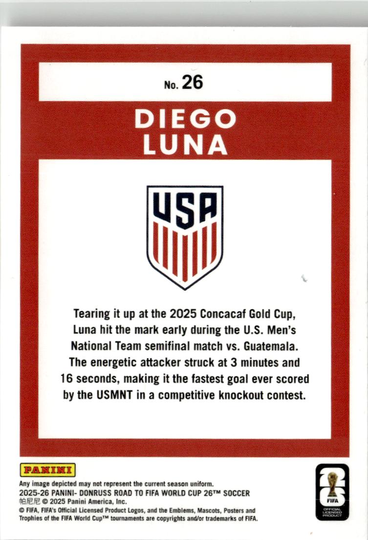 2025-26 Donruss Road to FIFA World Cup Diego Luna #26 USA