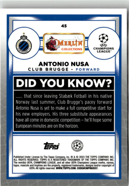 2022-23 Merlin UEFA Club Competitions Antonio Nusa #45 Club Brugge KV