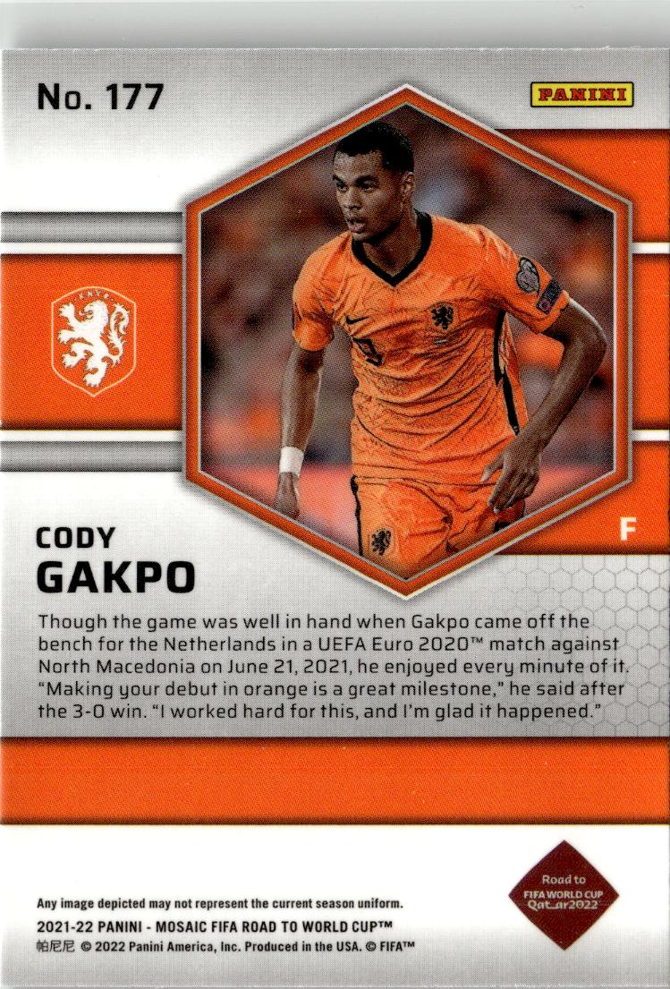 2021-22 Panini Mosaic Road to FIFA World Cup Cody Gakpo #177 Netherlands