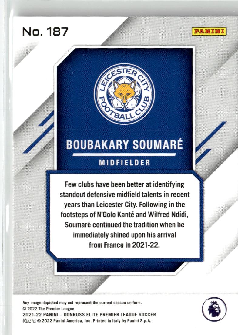 2021-22 Donruss Elite Premier League Boubakary Soumare #187 Leicester City