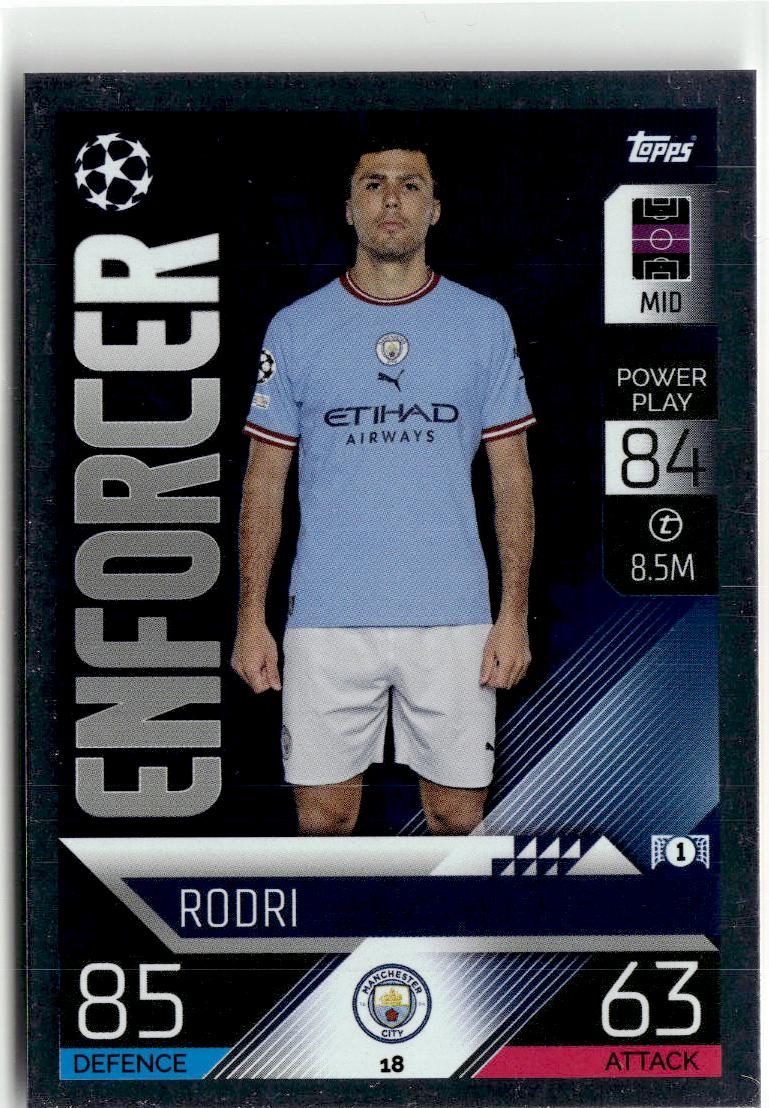 2022-23 Topps Match Attax UEFA Champions & Europa Leagues #18 Rodri 1st Edition
