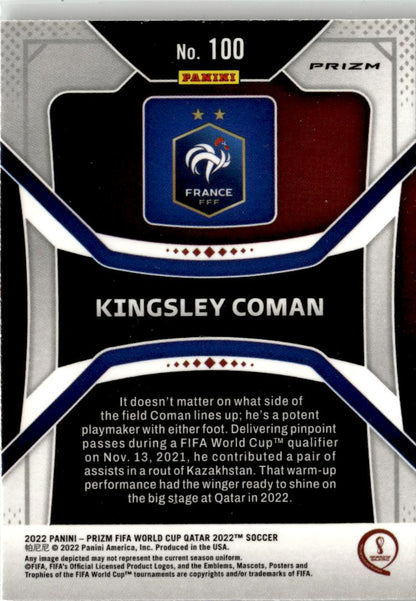 2022 Panini Prizm FIFA World Cup Kingsley Coman Green Wave #100 France