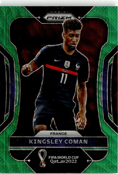 2022 Panini Prizm FIFA World Cup Kingsley Coman Green Wave #100 France