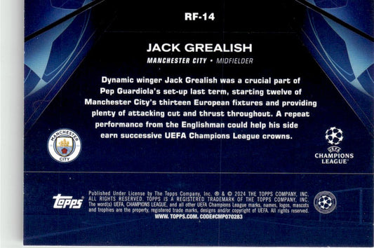 2023-24 Topps UEFA Club Competitions #RF-14 Jack Grealish Road to the Final