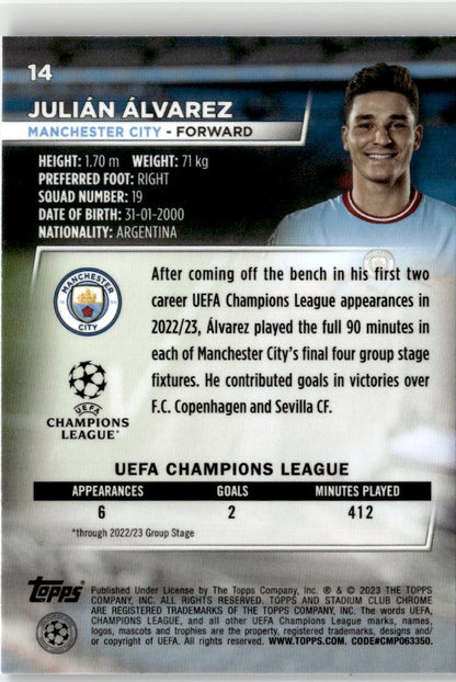 2022-23 Stadium Club Chrome UEFA Club Competitions #14 Julián Álvarez