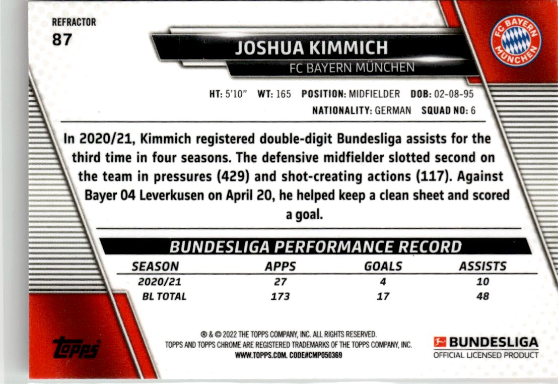 2021-22 Topps Chrome Bundesliga #87 Joshua Kimmich Refractors