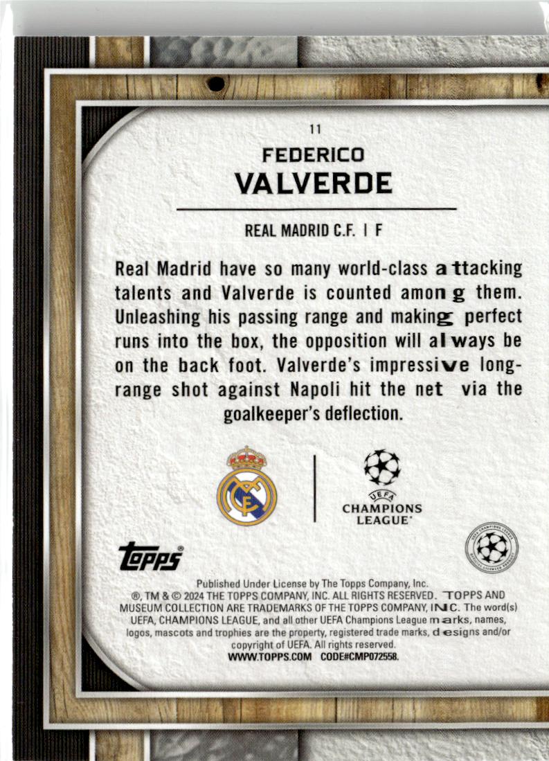 2023-24 Topps Museum Collection UEFA Champions League #11 Federico Valverde