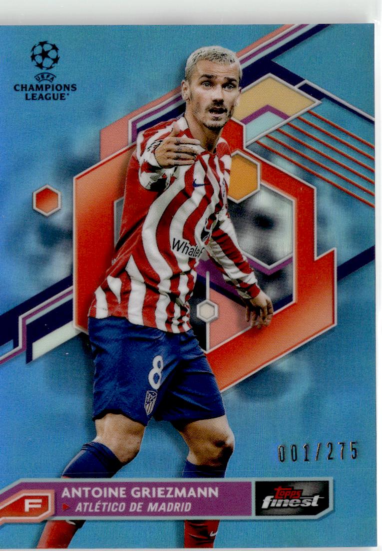 2022-23 Finest UEFA Club #46 Antoine Griezmann Sky Blue Refractor #/275
