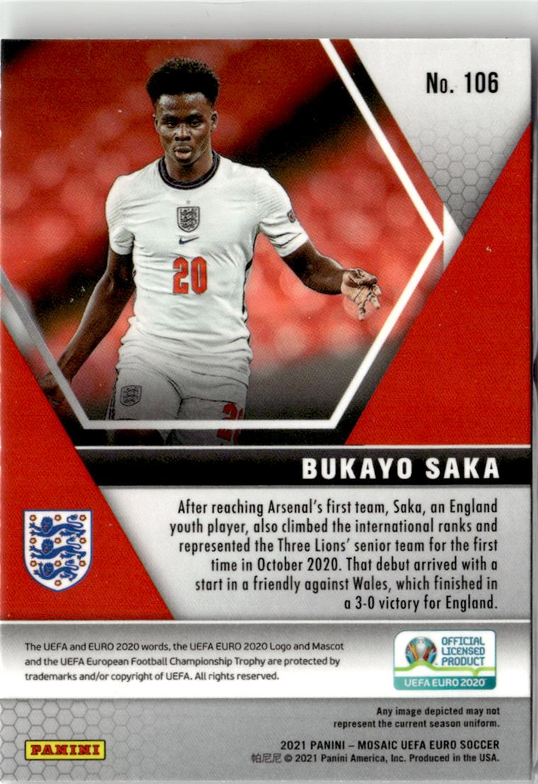 2021 Panini Mosaic UEFA EURO 2020 Bukayo Saka #106 England