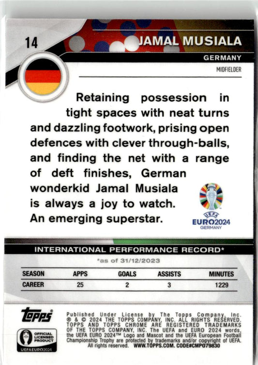 2024 Topps Chrome UEFA EURO Jamal Musiala #14 Germany