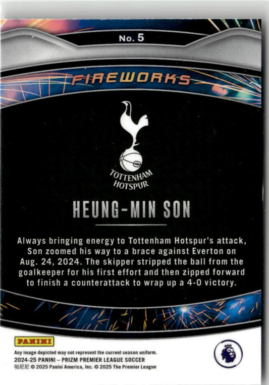 2024-25 Panini Prizm Premier League Heung-Min Son Fireworks #5 Tottenham Hotspur