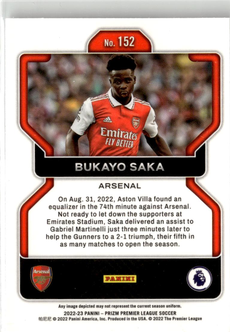 2022-23 Panini Prizm Premier League Bukayo Saka #152 Arsenal FC