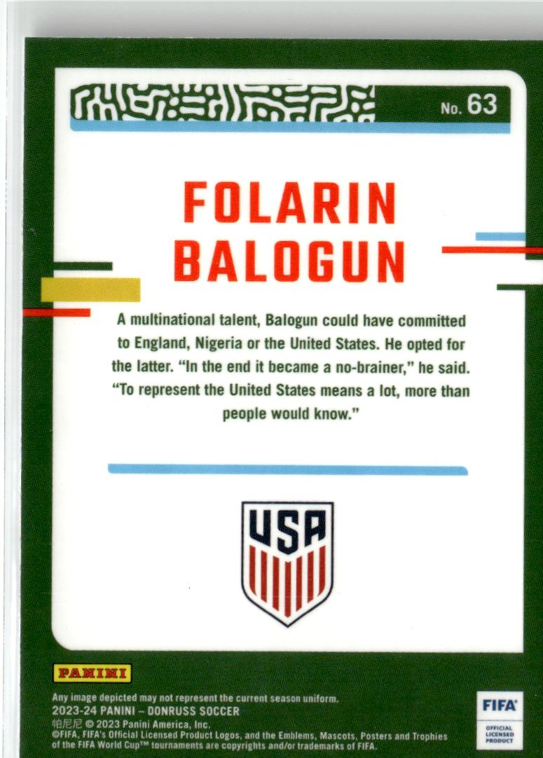 2023-24 Donruss Folarin Balogun Optic #63 USA