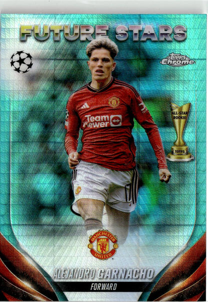 2023-24 Topps Chrome UEFA #115 Alejandro Garnacho Aqua Prism Refractor