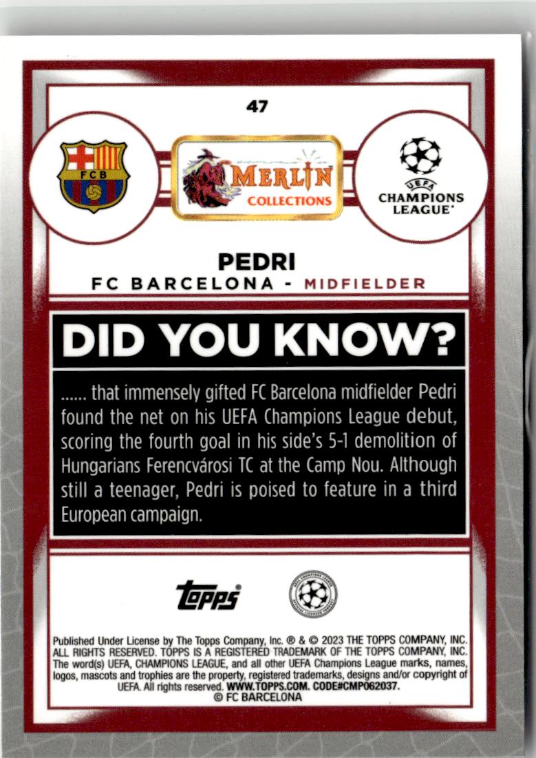 2022-23 Merlin UEFA Club Competitions Pedri #47 FC Barcelona