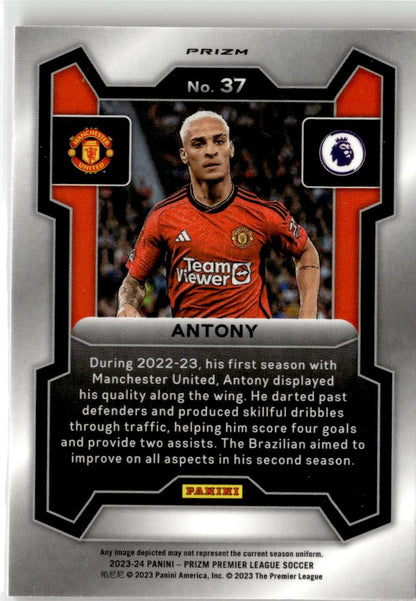 2023-24 Panini Prizm Premier League Antony Pink Mosaic #37 Manchester United