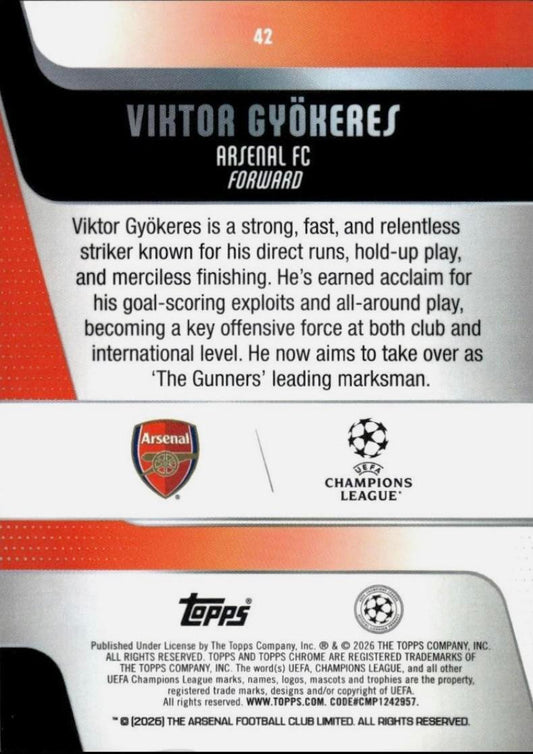 2025-26 Topps Chrome Arsenal Viktor Gyökeres #23 Arsenal FC