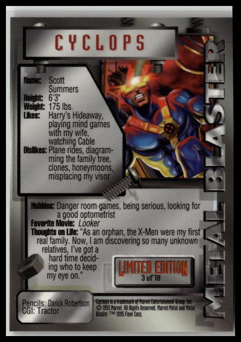 1995 Metal Marvel #3 Cyclops Metal Blasters