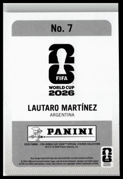 2026 Panini FIFA World Cup Sticker Collection Card #7 Leonardo Balerdi