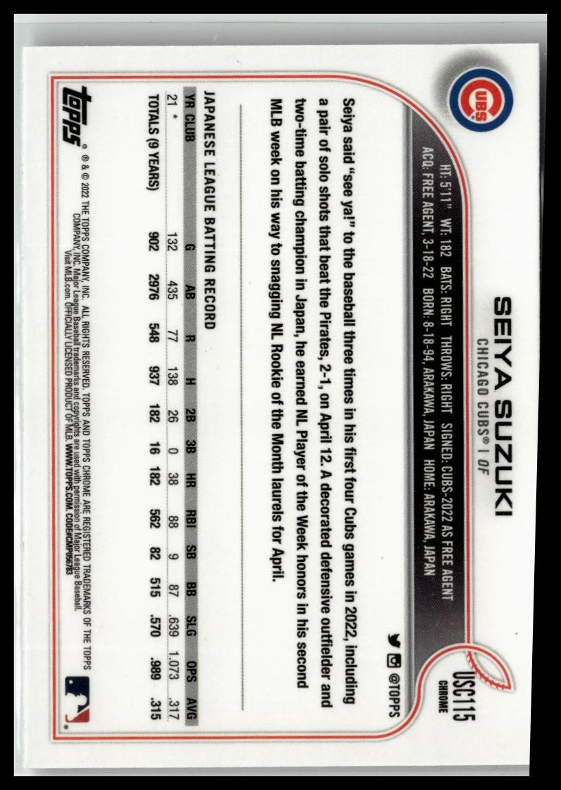 2022 Topps Chrome Update #USC115 Seiya Suzuki