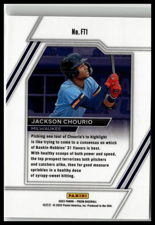 2023 Panini Prizm #FT1 Jackson Chourio Future Tools