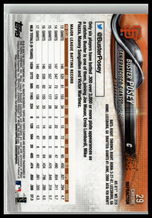 2018 Topps Chrome #29 Buster Posey Refractor