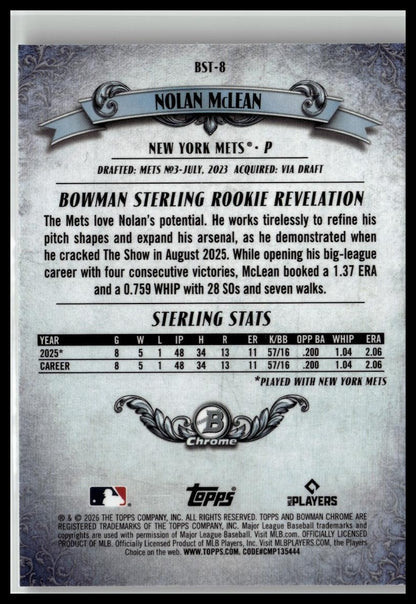 2026 Bowman #BST-8 Nolan McLean Bowman Sterling