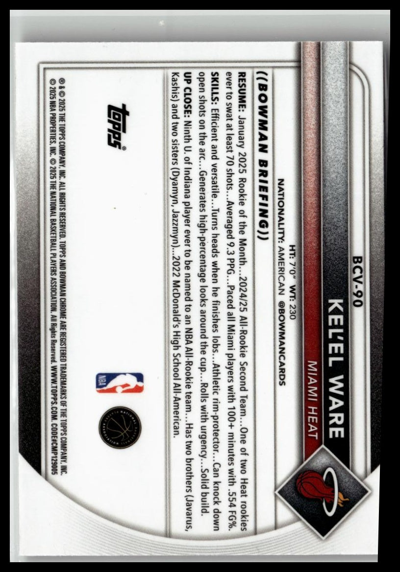 2025-26 Bowman #BCV-90 Kel'el Ware Chrome Reptilian Refractors