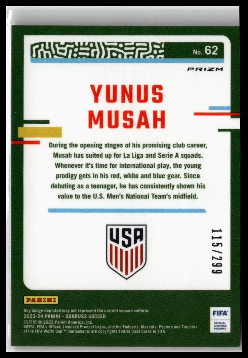2023-24 Donruss #62 Yunus Musah Optic Red #/299