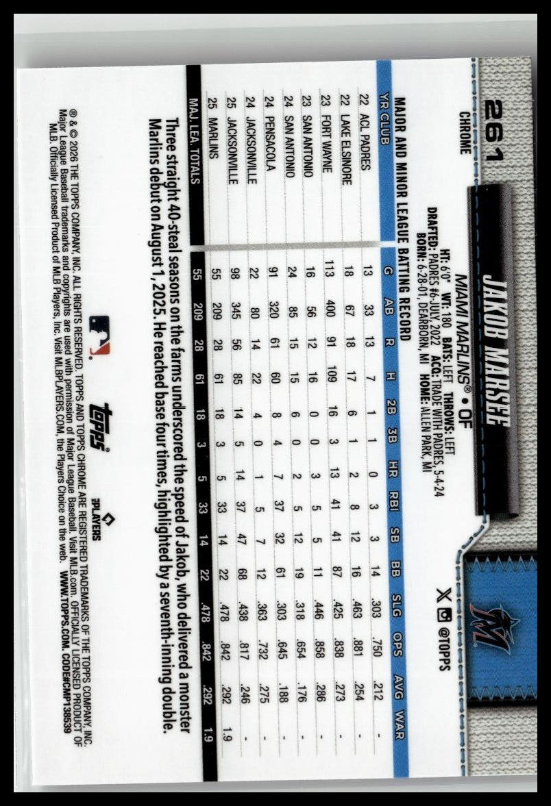 2026 Topps Chrome #261 Jakob Marsee