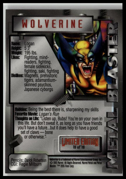 1995 Metal Marvel #18 Wolverine Metal Blasters