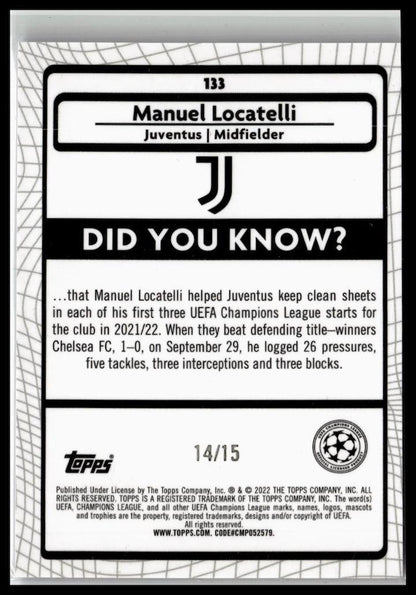 2021-22 Merlin UEFA #133 Manuel Locatelli Purple Wave Refractor #/15