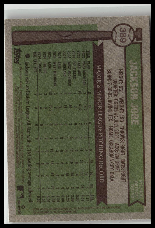 2025 Topps Heritage #389 Jackson Jobe