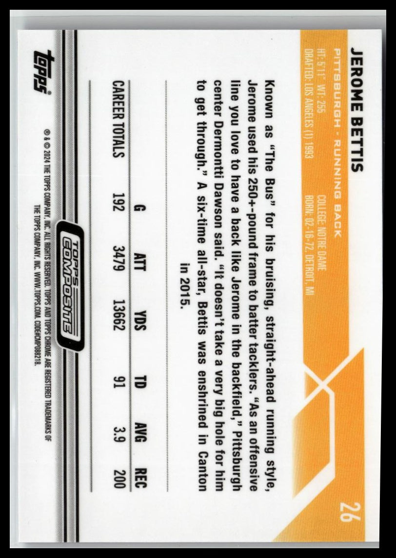 2023 Topps Composite #26 Jerome Bettis Topps Chrome Green Wave Refractor #/99