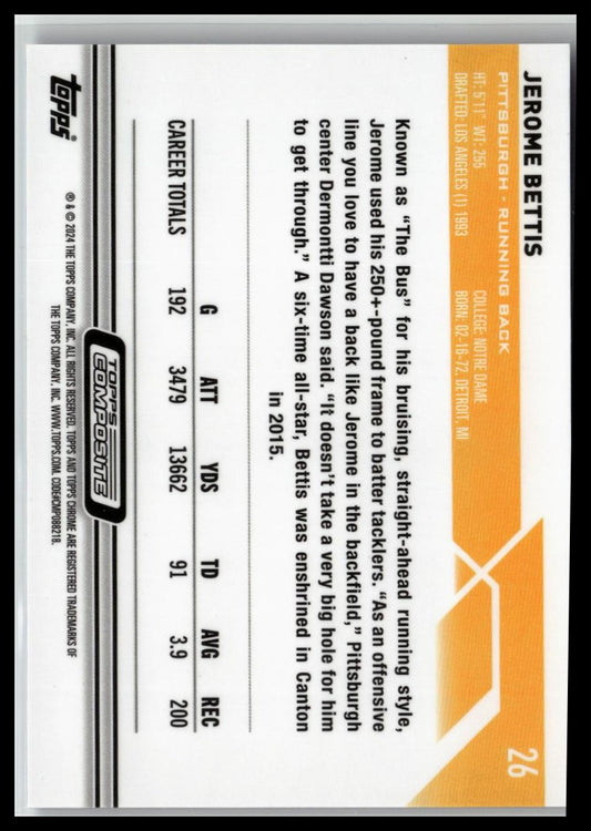 2023 Topps Composite #26 Jerome Bettis Topps Chrome Green Wave Refractor #/99