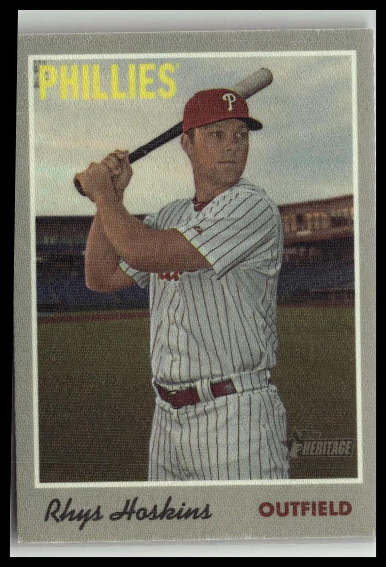 2019 Topps Heritage #12 Rhys Hoskins 1970 Cloth Stickers : Nickname