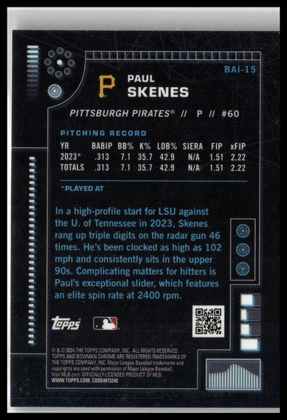 2024 Bowman #BAI-15 Paul Skenes Bowman A.I.