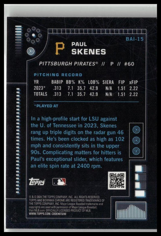 2024 Bowman #BAI-15 Paul Skenes Bowman A.I.