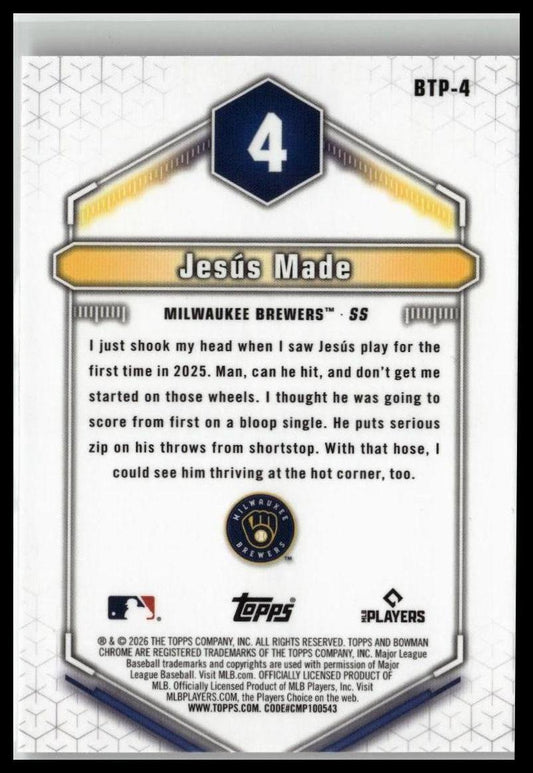 2026 Bowman #BTP-4 Jesús Made Bowman Scouts' Top 100
